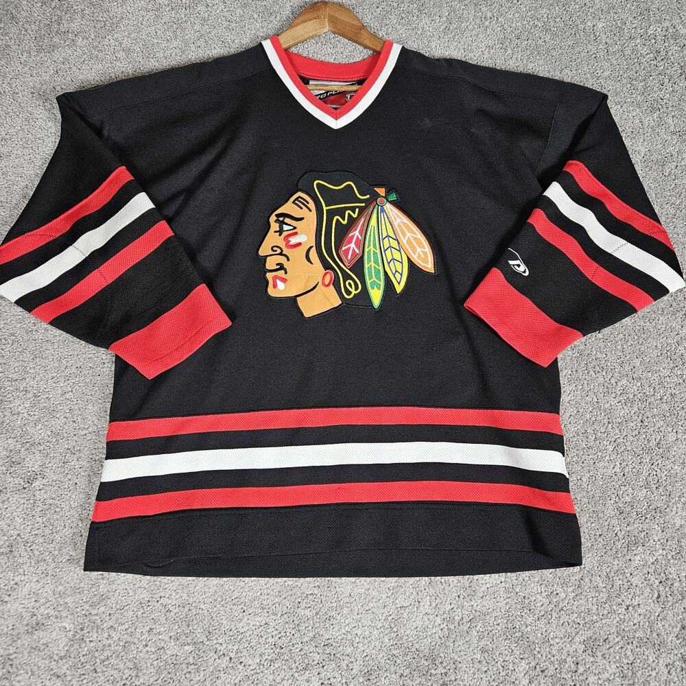 VTG 90's Pro NHL Player Chicago Blackhawks Black Alternative Hockey Jersey XL